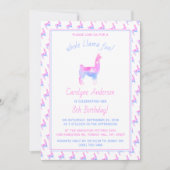 ラマと一緒に楽しくお祝いしよう!誕生日パーティー 招待状 (正面)