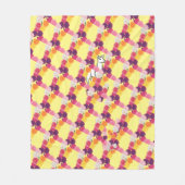 ラマと牡丹 フリースブランケット (正面)