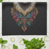 ラマと花のポートレート キッチンタオル (折り畳み)