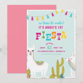 ラマのおもしろいのフェスタのアルパカの誕生日の招待状 招待状 (正面/裏面)