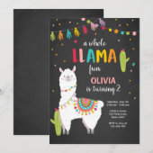 ラマのおもしろいの誕生日の招待のAlpaceの全サボテン 招待状 (正面/裏面)