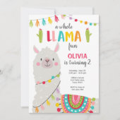 ラマのおもしろいの誕生日の招待のAlpaceの全フェスタ 招待状 (正面)