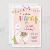 ラマのおもしろいの誕生日の招待のAlpaceの全フェスタ 招待状 (正面)