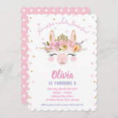 ラマのおもしろいの誕生日の招待状の女の子のアルパカ 招待状 (正面/裏面)