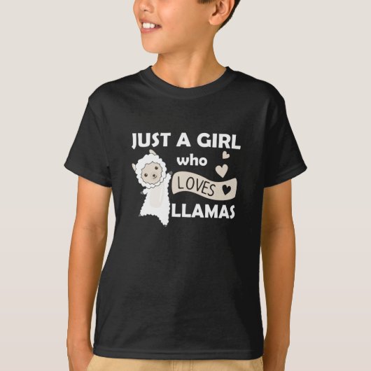 ラマのかわいい動物を愛しているだけの女の子 Tシャツ (正面)