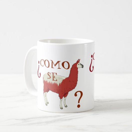 ラマのイメージのComo Seのラマのマグ コーヒーマグカップ (正面左)
