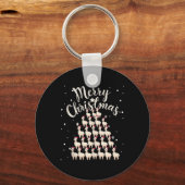 ラマのクリスマスツリーラマスのクリスマスツリータンクトップ1 キーホルダー (正面)
