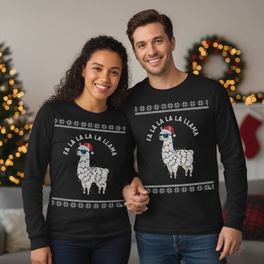 ラマのクリスマス ライト パン Tシャツ