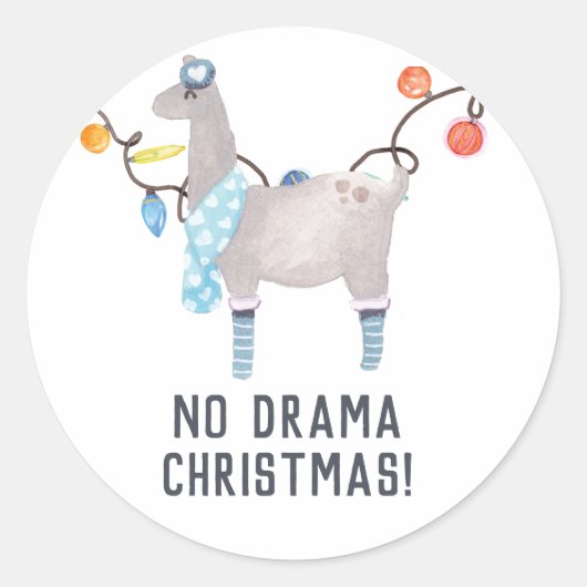 ラマのクリスマス ラウンドシール (正面)