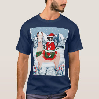 ラマのサンタ爪が満杯 Tシャツ