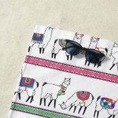 ラマのストライプなパターン ビーチタオル (インサイチュ)