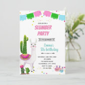 ラマのスリープパーティーテーマパーティーの招待状 招待状 (スタンド正面)