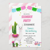 ラマのスリープパーティーテーマパーティーの招待状 招待状 (正面/裏面)