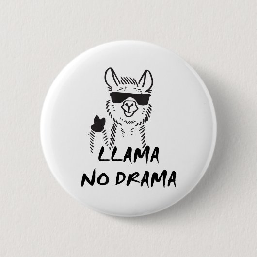 ラマのドラマおもしろい- ";問題なし" Lama 缶バッジ (正面)