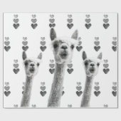 ラマのハートのギフト用包装紙 ラッピングペーパー (フラット)