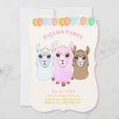 ラマのパジャマパーティー招待状 招待状 (正面)
