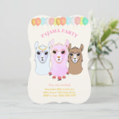 ラマのパジャマパーティー招待状 招待状 (スタンド正面)