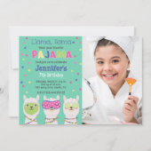 ラマのパジャマパーティー、オーバーナイトステイ、写真 招待状 (正面)