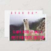 ラマのパーティーの招待 招待状 (正面/裏面)