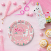 ラマのピンクの紙皿 ペーパープレート (パーティー)