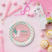 ラマのピンクの紙皿 ペーパープレート (パーティー)