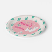 ラマのピンクの紙皿 ペーパープレート (アングル)