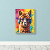 ラマのヘッドフォン キャンバスプリント (インサイチュ (ウッドフロア))