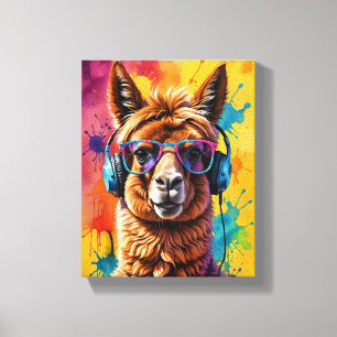 ラマのヘッドフォン キャンバスプリント