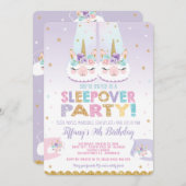 ラマのユニコーンのSleepoverの誕生会の眠り 招待状 (正面/裏面)