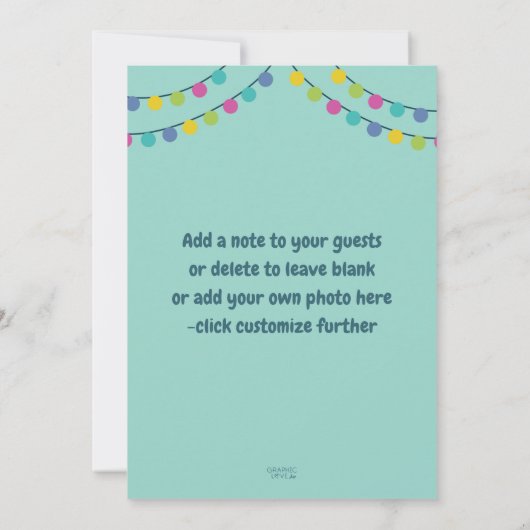 ラマの全おもしろいかわいい誕生日パーティー年齢 招待状 (裏面)