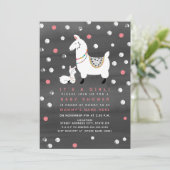 ラマの女の子の水彩画のベビーシャワー 招待状 (スタンド正面)