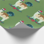 ラマの怠惰のクリスマスのサンタのそりのシルエット ラッピングペーパー (角)
