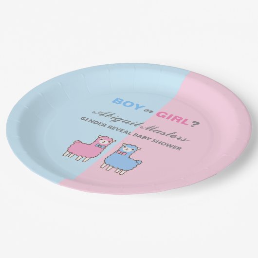 ラマの性別が赤ちゃんのシャワーを暴露 ペーパープレート (アングル)