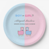 ラマの性別が赤ちゃんのシャワーを暴露 ペーパープレート (正面)