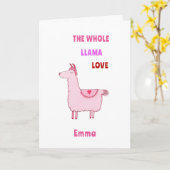 ラマの愛がいっぱい バレンタインデーのカード カード (黄色い花)