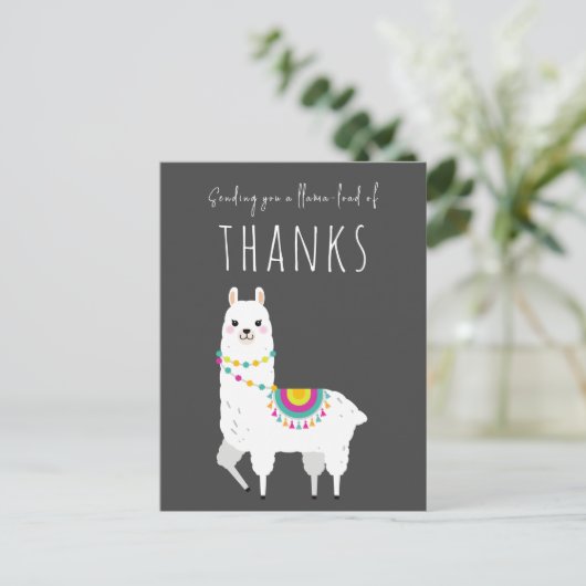 ラマの感謝を送ろう かわいいラマのありがとう ポストカード (スタンド正面)