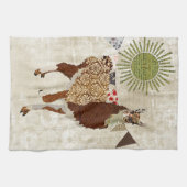 ラマの日光の白タオル キッチンタオル (横)