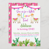 ラマの楽しい誕生日パーティー招待状 招待状 (正面/裏面)