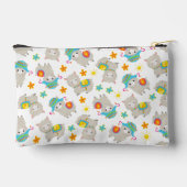 ラマの模様、かわいいラマ、アルパカ、花 アクセサリーポーチ (裏面)