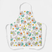 ラマの模様、かわいいラマ、アルパカ、花 エプロン (正面)