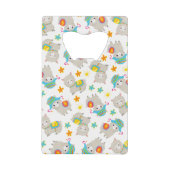 ラマの模様、かわいいラマ、アルパカ、花 クレジットカード栓抜き (正面)