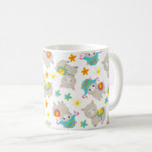 ラマの模様、かわいいラマ、アルパカ、花 コーヒーマグカップ (正面右)