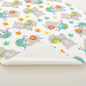 ラマの模様、かわいいラマ、アルパカ、花 シェルパブランケット (3/4)