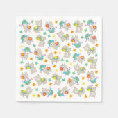 ラマの模様、かわいいラマ、アルパカ、花 スタンダードカクテルナプキン (正面)