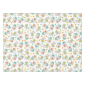 ラマの模様、かわいいラマ、アルパカ、花 テーブルクロス (正面(横))