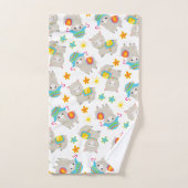 ラマの模様、かわいいラマ、アルパカ、花 バスタオルセット (ハンドタオル)