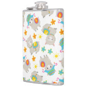 ラマの模様、かわいいラマ、アルパカ、花 フラスク (左)