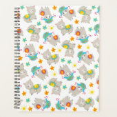 ラマの模様、かわいいラマ、アルパカ、花 プランナー手帳 (正面)