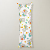 ラマの模様、かわいいラマ、アルパカ、花 ボディピロー (裏面 (縦))