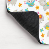 ラマの模様、かわいいラマ、アルパカ、花 マウスパッド (コーナー)